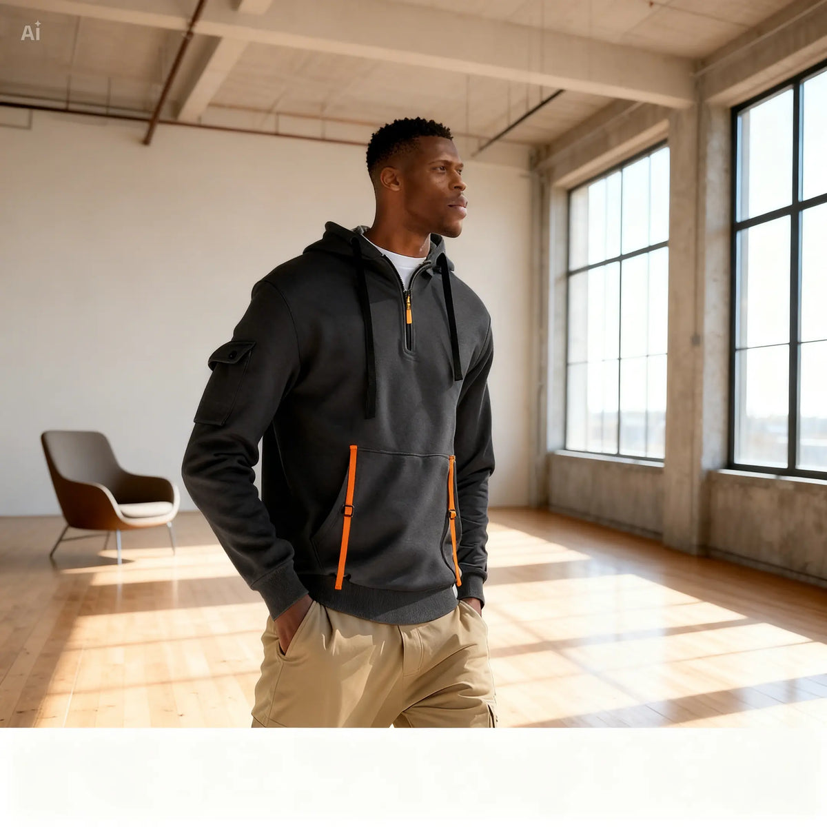 Dark Gray Men’s Lapel Cotton Padded Warm Jacket