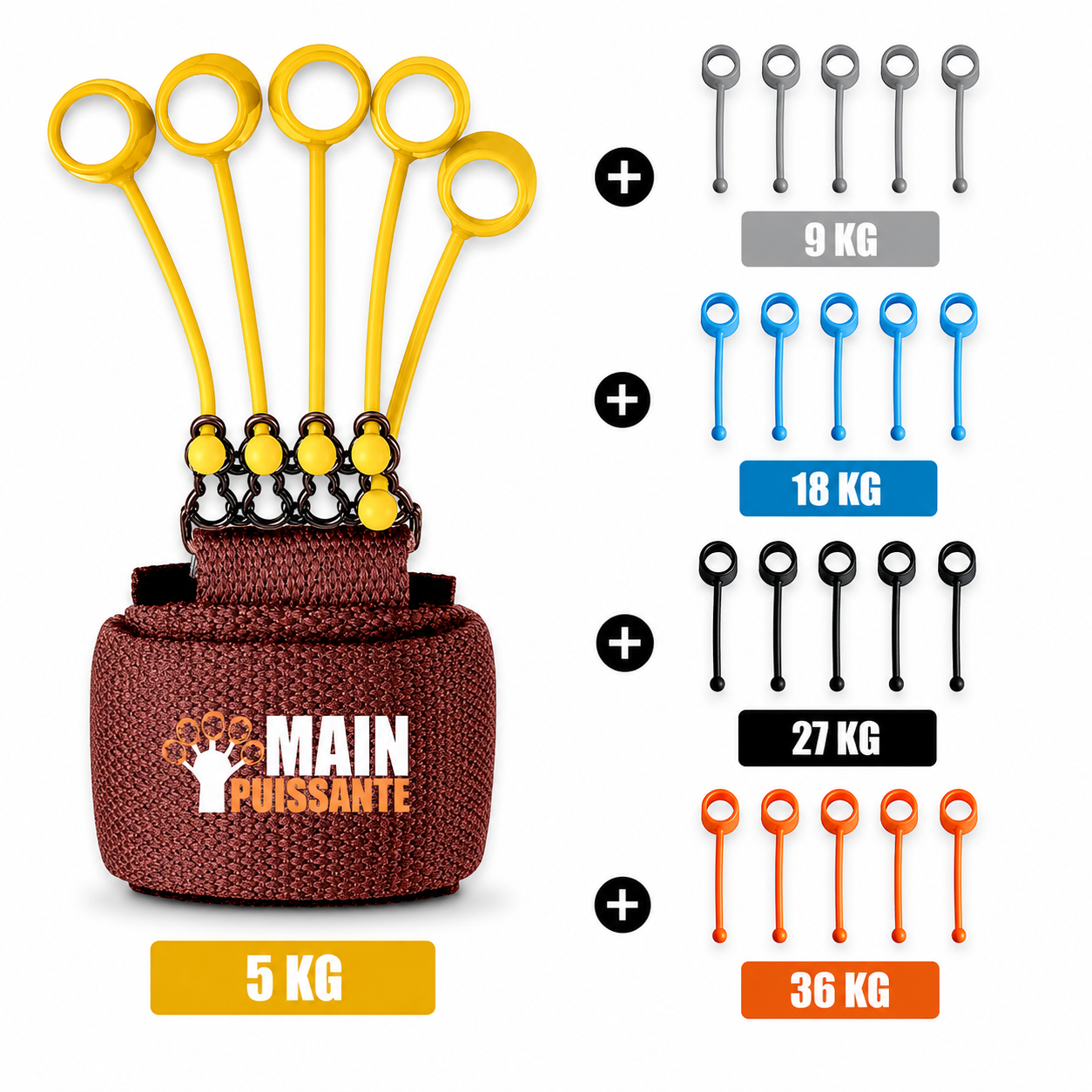 Dog training tool with weight indicators on a white background