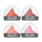 Four lip balm containers with pink triangles and &