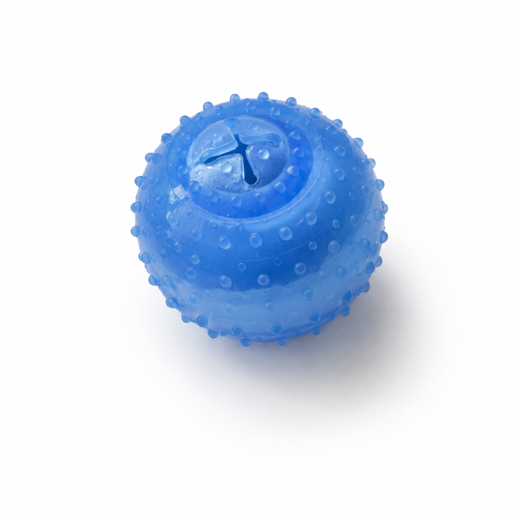 Blue textured ball on a white background