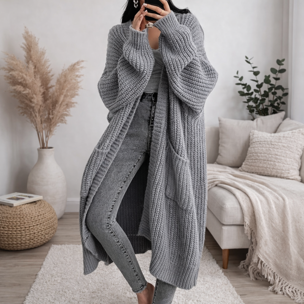 GRAY Women’s Loose Thick Knit Idle-Style Sweater