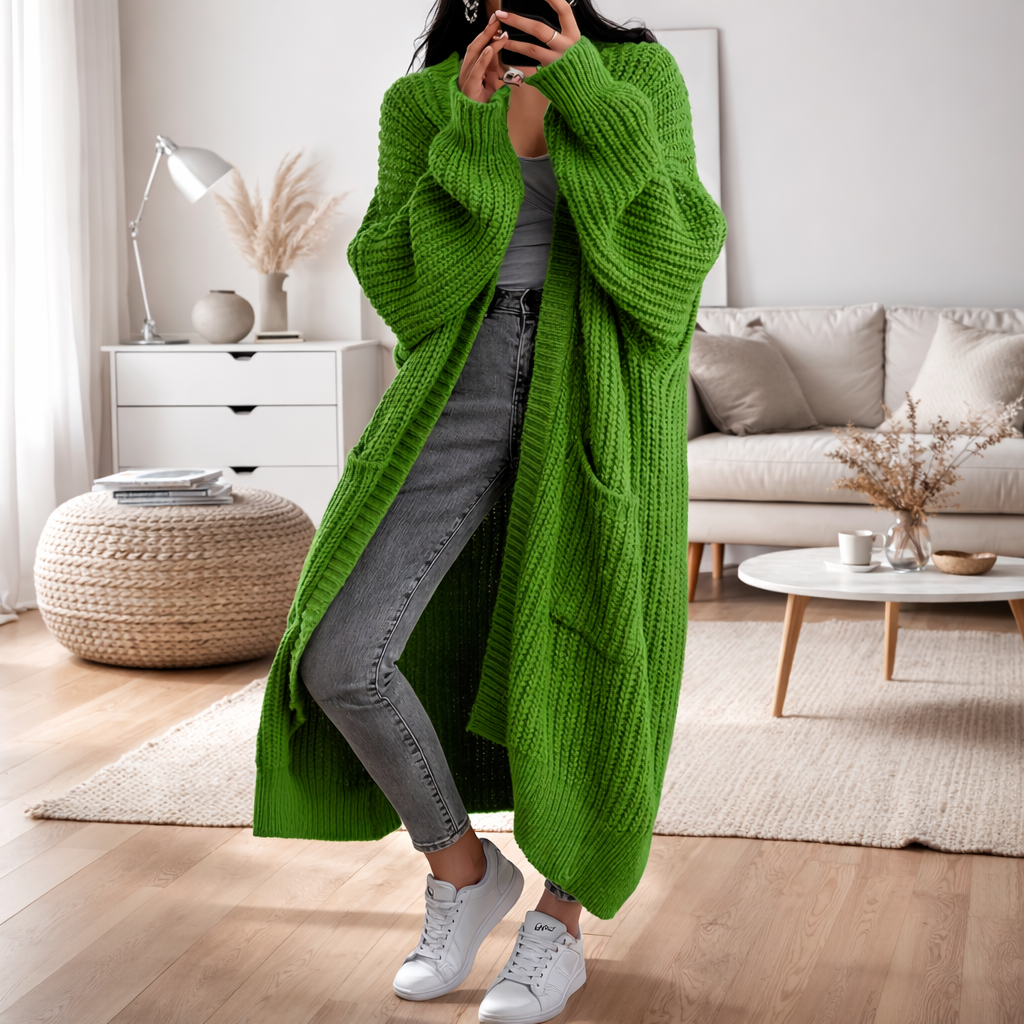 GREEN Women’s Loose Thick Knit Idle-Style Sweater