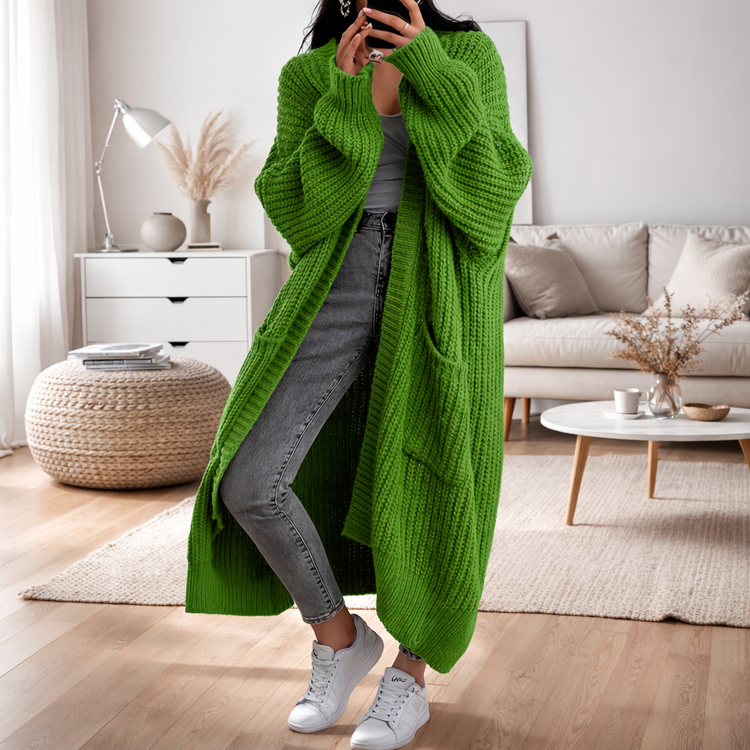 GREEN Women’s Loose Thick Knit Idle-Style Sweater