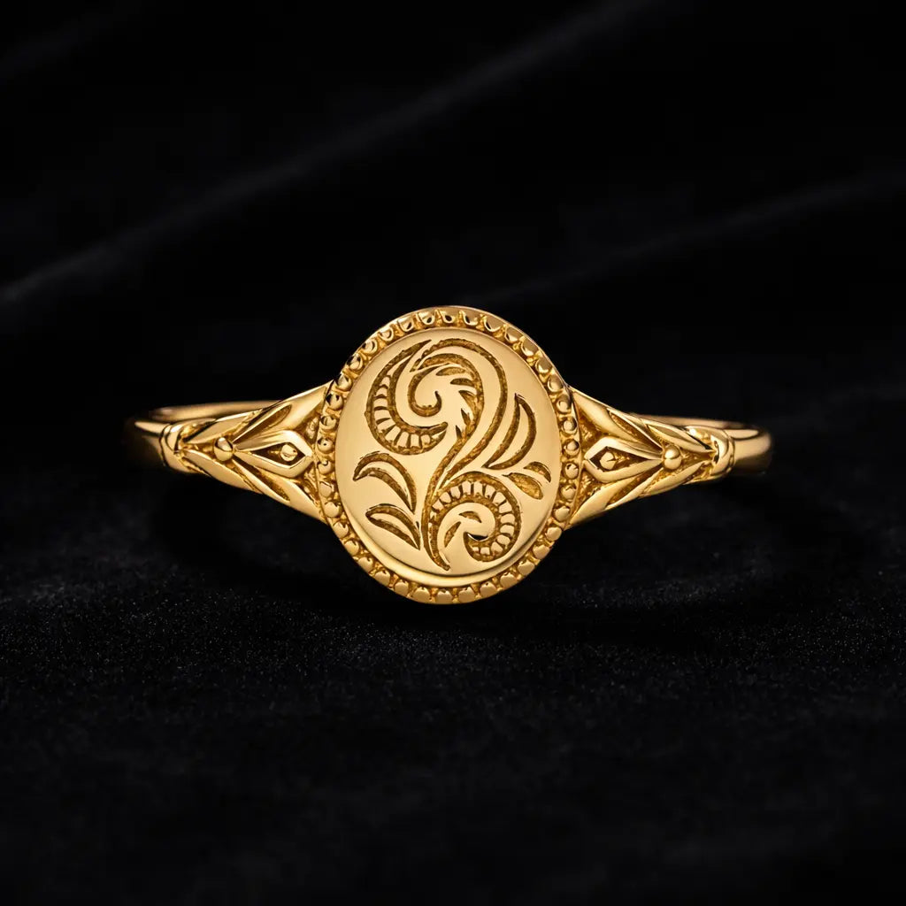 Alloy flower ring for women showing gold material with intricate floral design on a black background