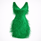 Green fringe dress on a white background