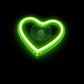 Green heart-shaped neon light on a black background