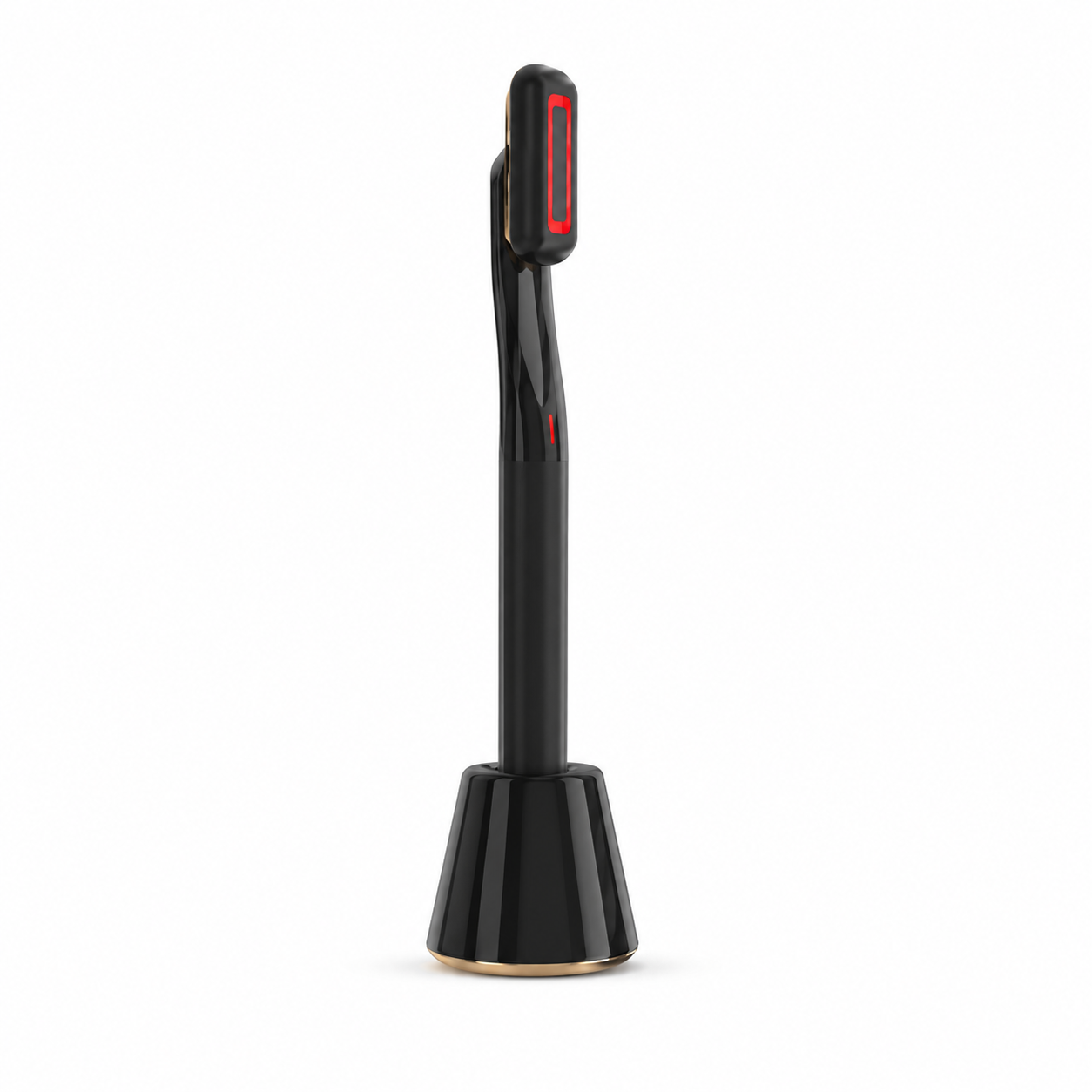 Black and gold hair styling tool on a white background