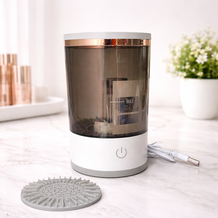 Humidifier on a white surface with a blurred background