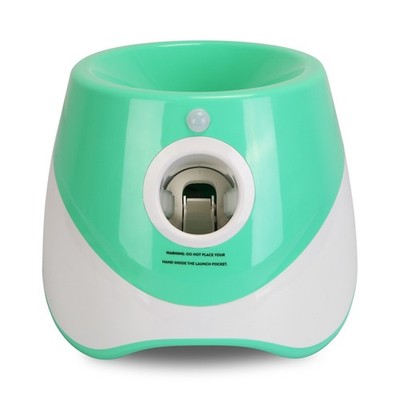 Green and white electronic device on a white background