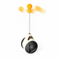 Black and white toy with an orange ball on a white background
