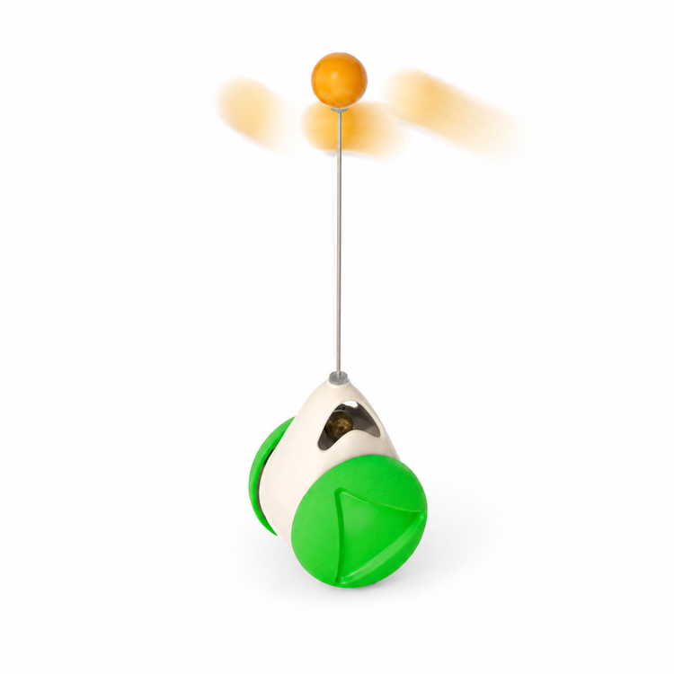 Toy with a green base and orange top on a white background