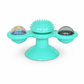 Turquoise fidget spinner with textured center and transparent domes on a white background