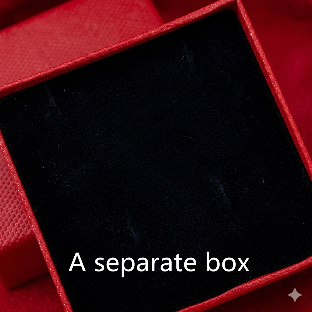 Jewelry set with necklace, ring, and earrings in a red box