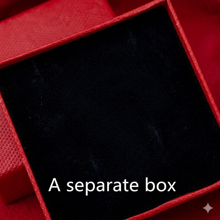 Jewelry set with necklace, ring, and earrings in a red box