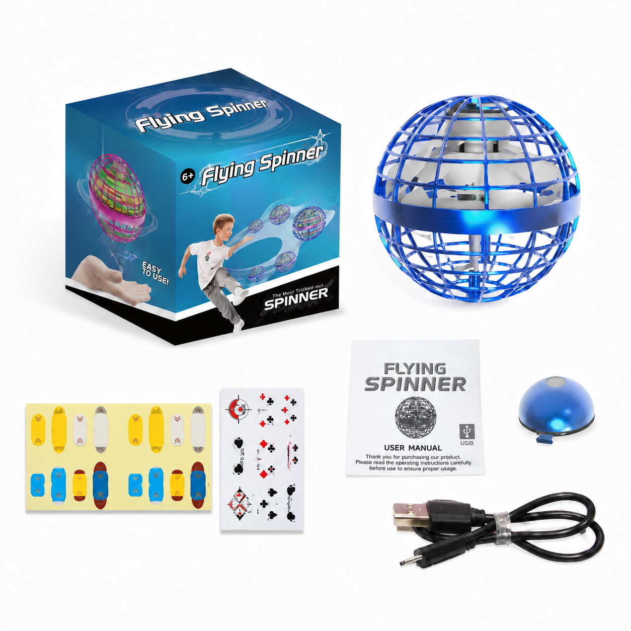 LED Flying Orb Ball Toy with Hand-Controlled Boomerang Spinner Flight 00