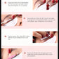 Step-by-step eyelash perm process with close-up shots and text instructions.