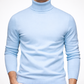 Light blue turtleneck sweater on a white background