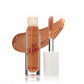 Lip gloss with applicator and swatch on a white background HONEY - HONEY BUTTER BROWN