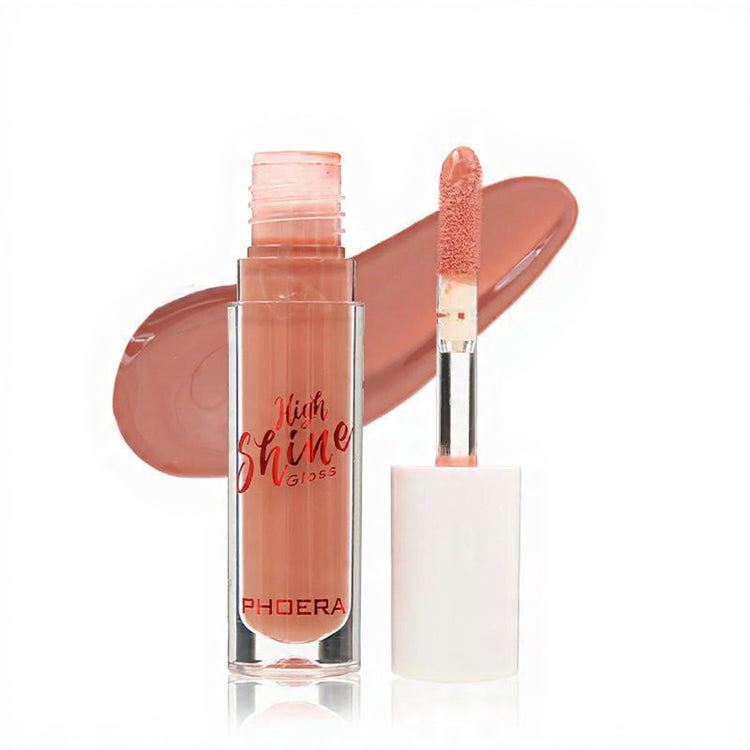 Lip gloss with applicator on a white background, featuring the brand &