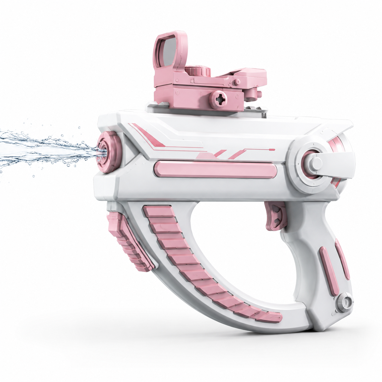 White and pink pet water sprayer on a white background