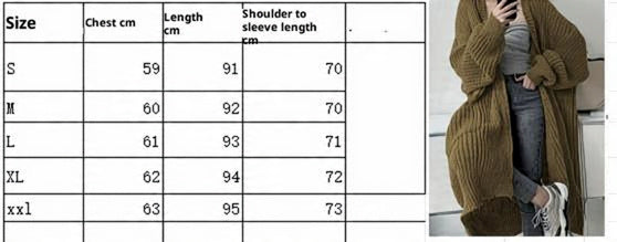 MEASUREMENTS FOR WHITE Women’s Loose Thick Knit Idle-Style Sweater
