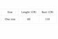Measurement chart for a garment with size &