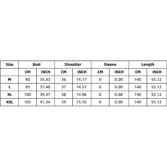 Measurement chart for clothing sizes M, L, XL, XXL with dimensions in centimeters and inches.
