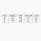 Measurement chart for clothing sizes M and L with dimensions in centimeters......