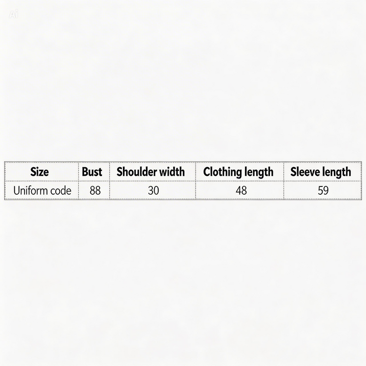 Measurement chart for clothing with dimensions in centimeters on a white background