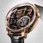 Luxury watch with intricate mechanical design on a light gray background
