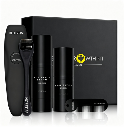 Makeup set with various colors and products in an open case on a white background