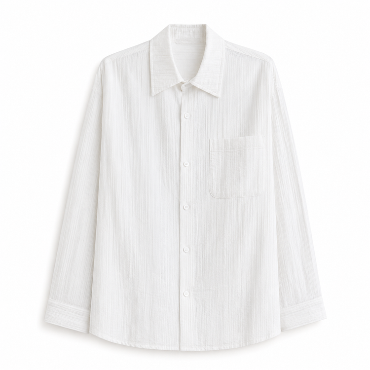 White button-up shirt on a white background