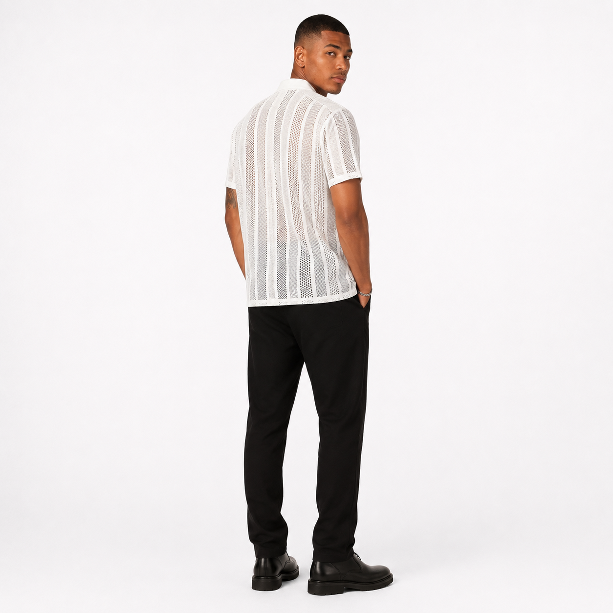 Men’s Mesh Short Sleeve Button Down Shirt