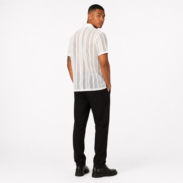 Men’s Mesh Short Sleeve Button Down Shirt