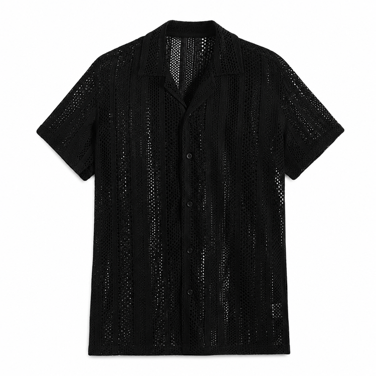 Black textured shirt on a white background