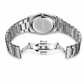 Silver watch with metal band on a white background