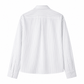 White shirt with thin blue stripes on a white background