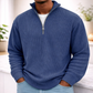Navy Blue Men’s Corduroy Stand-Collar Zip Sweatshirt