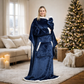 Navy Blue Warm Wearable Blanket with Sleeves – Wool Plush