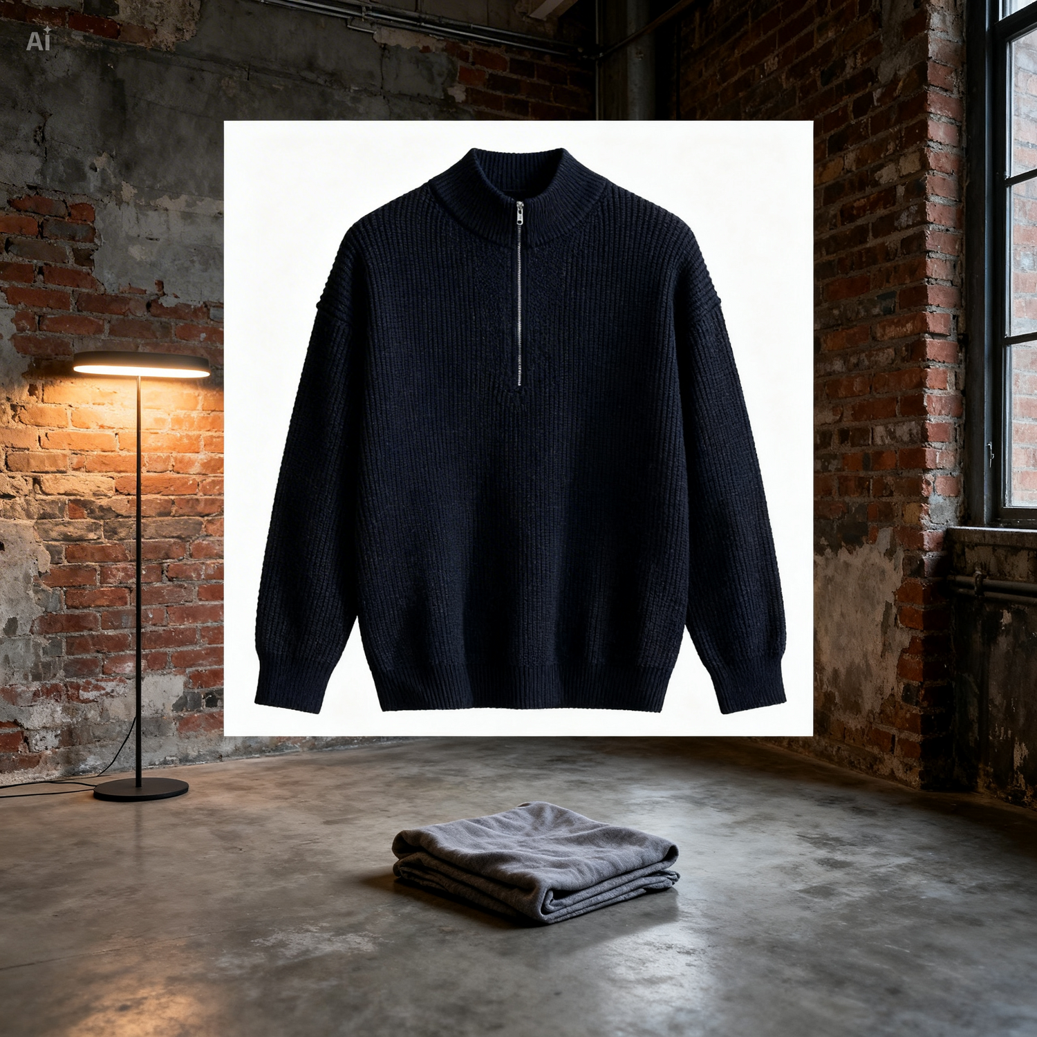 Navy blue Trendy Men’s Half Zipper Knit Sweater