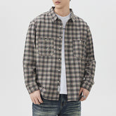 Fashion Fashion Brand Plaid Shirt High Quality Can Be Long Sleeves Inner Wear Coat Green Grid