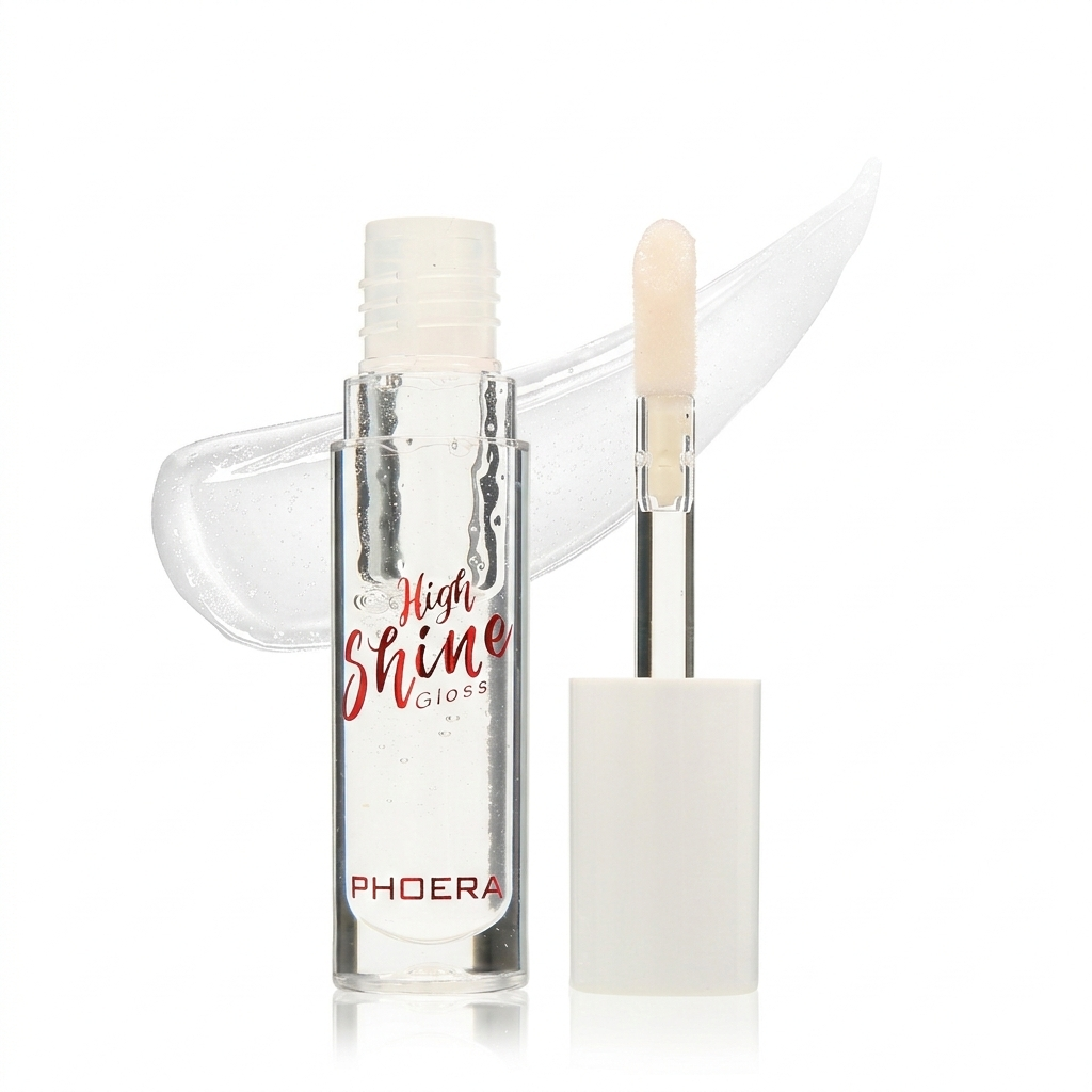 PHOERA high shine gloss with applicator on a white background CLEAR - HIGH GLOSS TRANSLUCENT