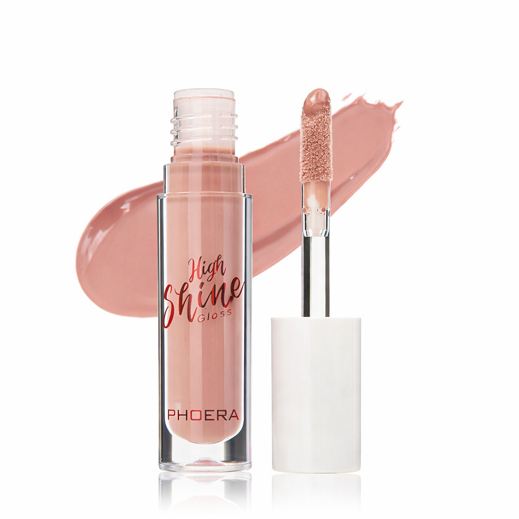 PHOERA lip gloss with applicator on a white background NAKED - NUDE BLUSH