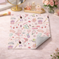 Patterned product on a surface with decorative items in the background