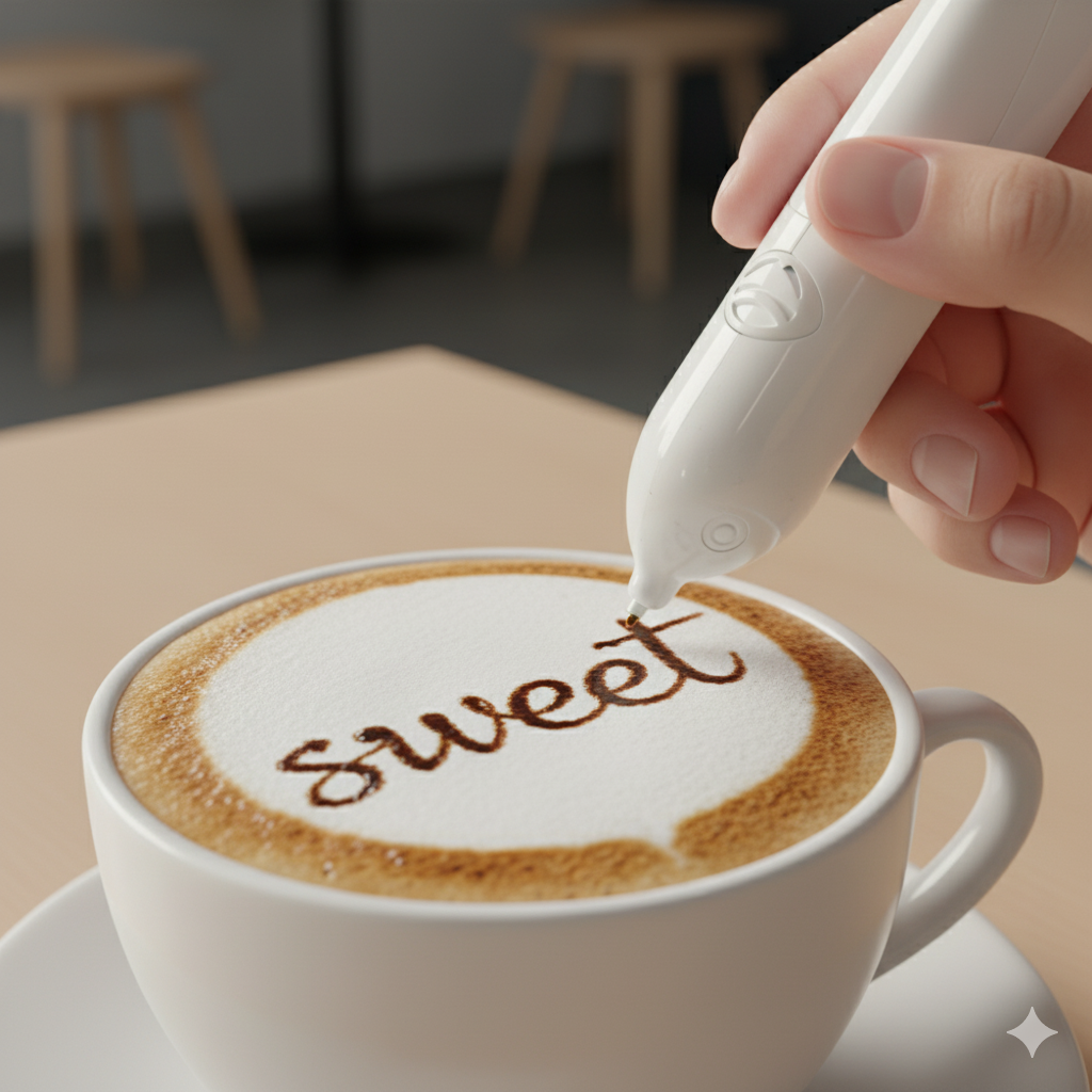 Person using a white handheld device to write &