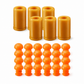 Set of orange cylindrical objects on a white background