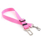 Pink car safety belt with a buckle on a white background