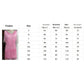 Pink dress on a mannequin with size chart on a white background