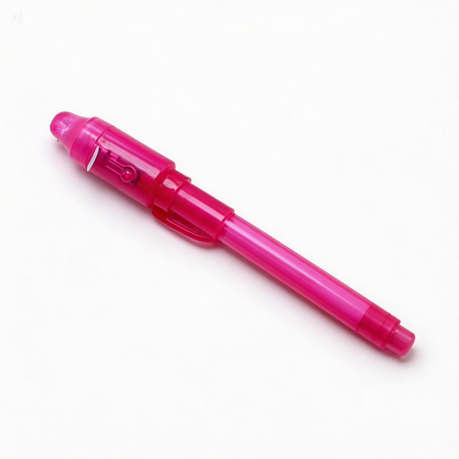 Pink pen on a white background