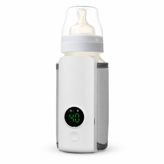 Baby bottle warmer with digital display on a white background